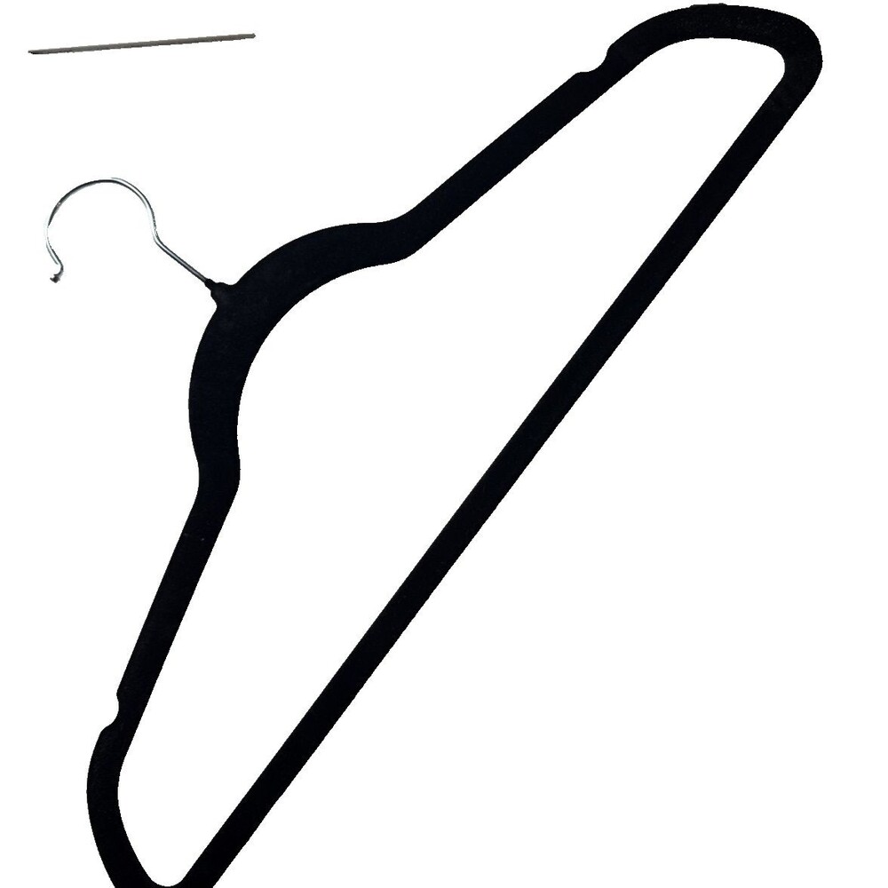 Slim Velvet Non-Slip Clothes Hangers Black Silver 25 Count Space Saving